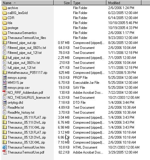 screenshot showing the files in the EVS directory