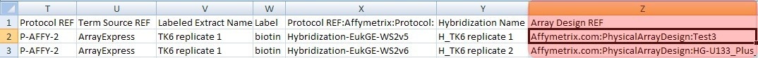 An SDRF metadata file can be used to specify the respective array designs for multiple samples in an experiment by listing the array design reference IDs for each sample under the 'Array Design REF' column