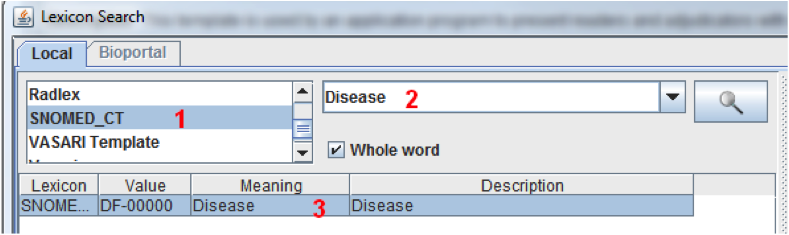 SNOMED_CT is the selected lexicon and Disease is the term that has been entered