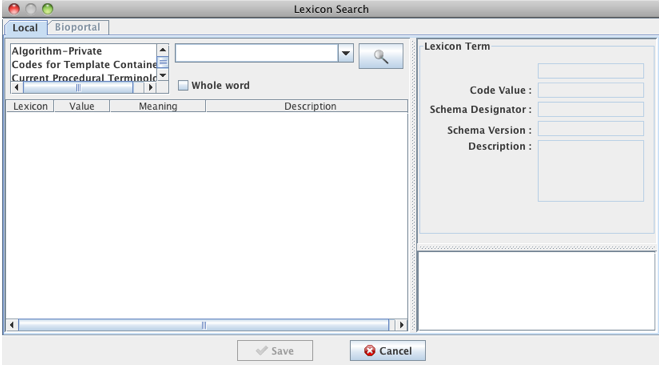Lexicon Search dialog box