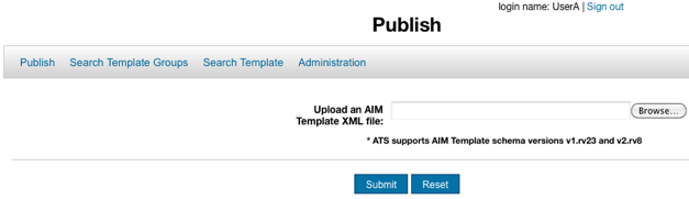 Publish page of ATS. Options described in procedure.