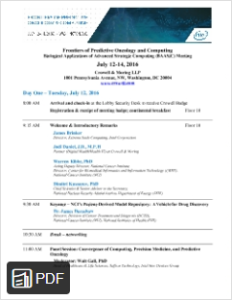 2016 Frontiers of Predictive Oncology and Computing Meeting Agenda PDF.