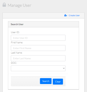 The Manage Users page.
