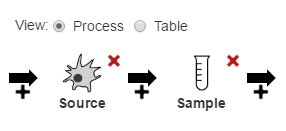 The Visualization panel's process view displaying a two-step process.