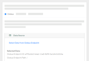 The top portion of the Register Bulk Data page with Globus selected.