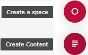 Create a space button and Create Content button