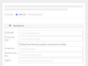 The Register Bulk Data page with S3 selected.